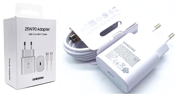 Chargeur rapide Samsung 25W avec câble de charge USB-C de 1m blanc